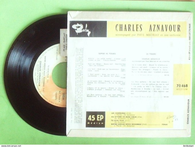 Aznavour Charles 45T EP Les comédiens (languette) 1962