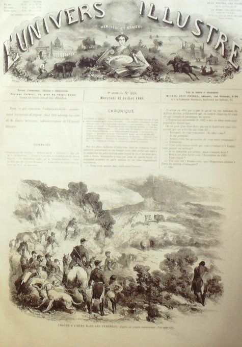 L'Univers illustré 1865 # 449 Notre-Dame-Paris Belgique Spa Chasse à l'ours en Pyrénées