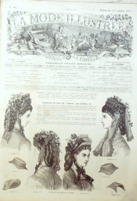 Journal Mode illustrée 1871 # 44 Chapeaux