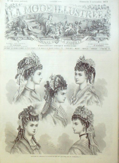 Journal Mode illustrée 1873 # 44 Coiffures de théâtre