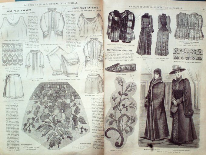 Journal Mode illustrée 1890 # 44 Robe en brocard & en drap