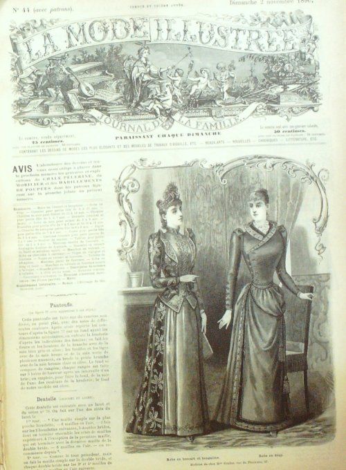 Journal Mode illustrée 1890 # 44 Robe en brocard & en drap