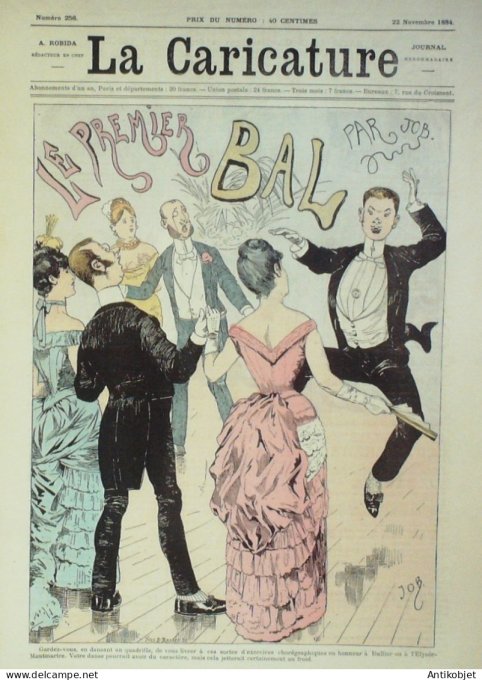 La Caricature 1884 n°256 Premeir bal Job Brisson par Luque Trock