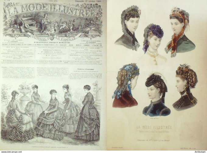 La Mode illustrée journal + gravure associée 1869 # 44