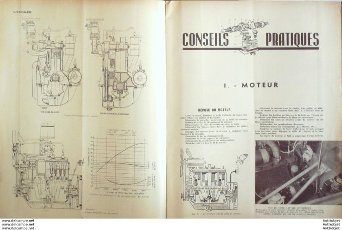 Revue Technique Automobile Renault Juvaquatre Mercedes OM 1950