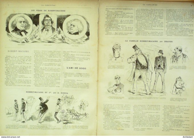 La Caricature 1880 n°  16 Métamorphoses de Robert Macaire Draner Robida Philippon Daumier