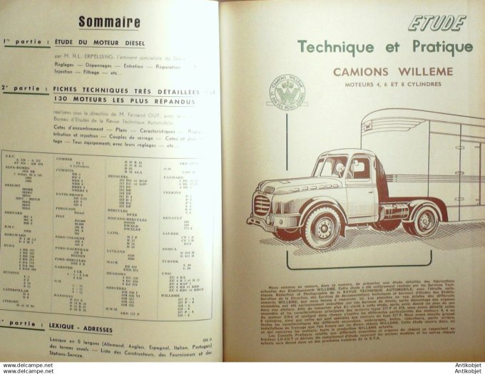 Revue Technique Automobile Camions Willeme Bernard Berliet T100 139#1957