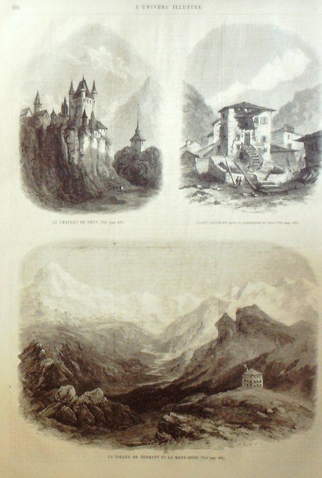 L'Univers illustré 1865 # 455 Chambéry (73) middhurst Dunford-House Suisse Thun Mont-Rose