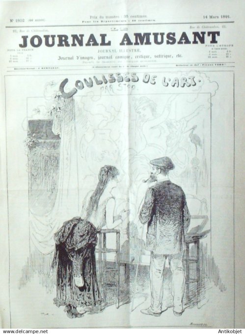 Le Journal Amusant 1891 n°1802 Coulisses de l'Art affaire Balandard bataille des fleurs de mi-Carême