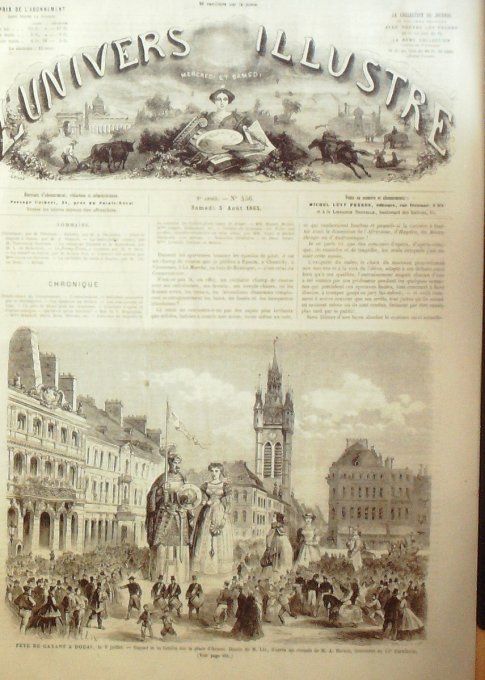 L'Univers illustré 1865 # 456 Douai (59) Londres Penny-Train Suisse Mont-Cenis Mont-Rose 