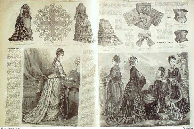 La Mode illustrée journal + gravure associée 1875 # 16