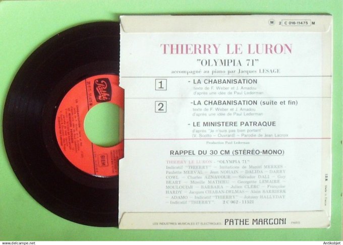 Le Luron Thierry 45T EP Le Ministère patraque 1971