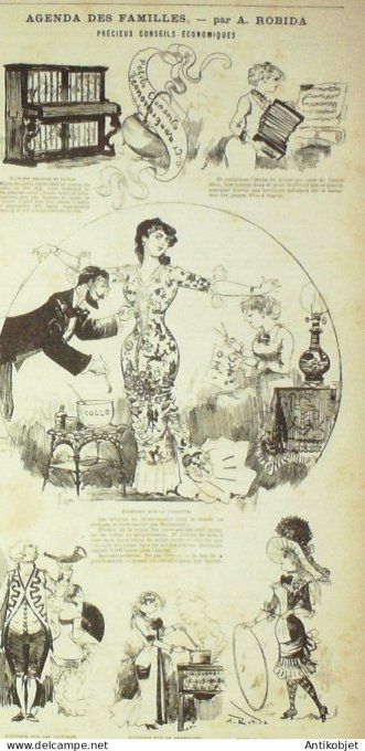 La Caricature 1881 n°  55 Agenda des familles Robida les parisiennes loys Draner