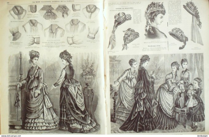 La Mode illustrée journal + gravure associée 1875 # 16