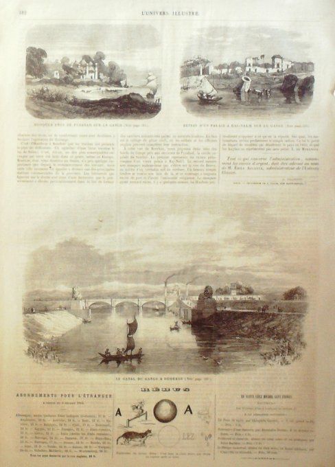 L'Univers illustré 1865 # 458 Inde Roorkee Raj-Nal'h Fyzabad Allemagne Schwalbach Nassau