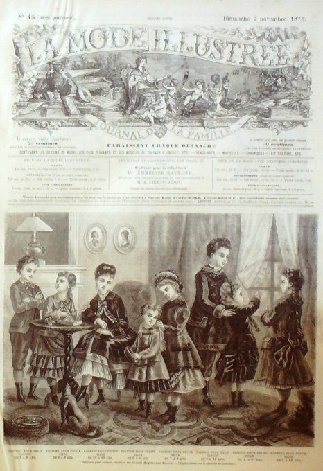 Journal Mode illustrée 1875 # 45 Costumes d'enfants