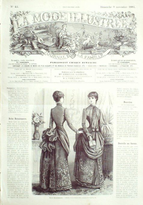 Journal Mode illustrée 1884 # 45 Robe renaissance