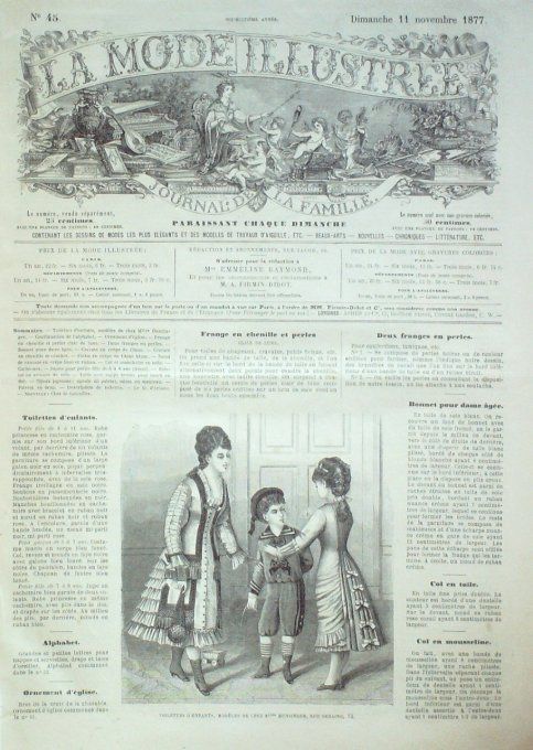 Journal Mode illustrée 1877 # 45 Toilettes d'enfants