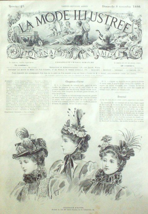 Journal Mode illustrée 1896 # 45 Chapeaux d'hiver