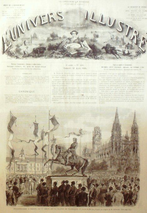 L'Univers illustré 1865 # 460 Rouen (76) Uruguay Riachuelo Guernesey varechs Suède souverains