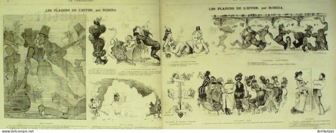 La Caricature 1880 n°  3 Nana Les plaisirs de l'hiver Robida Draner Négro Trick