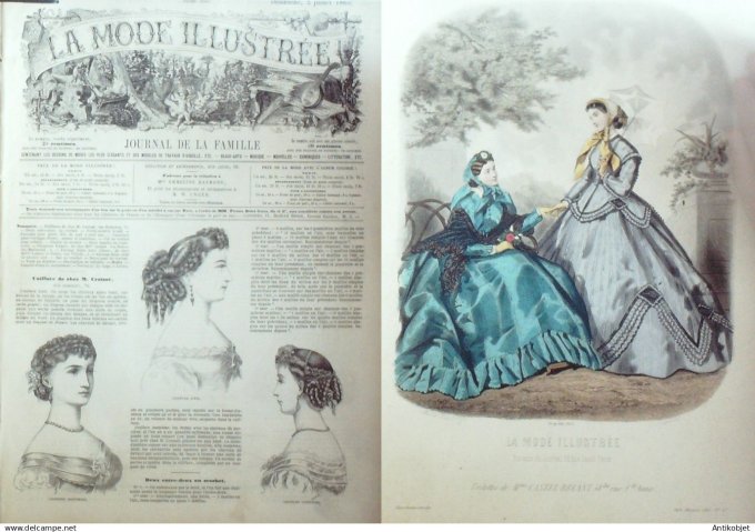 La Mode illustrée journal + gravure associée 1865 # 27