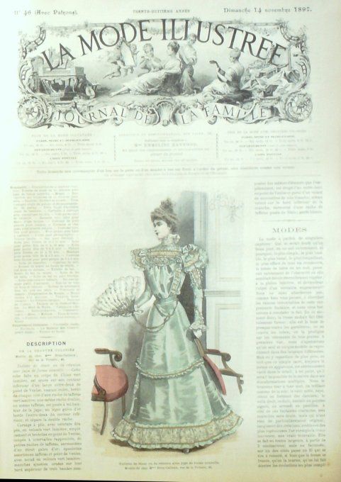 Journal Mode illustrée 1897 # 46 Toilette de dîner ou de réunion jupe de forme