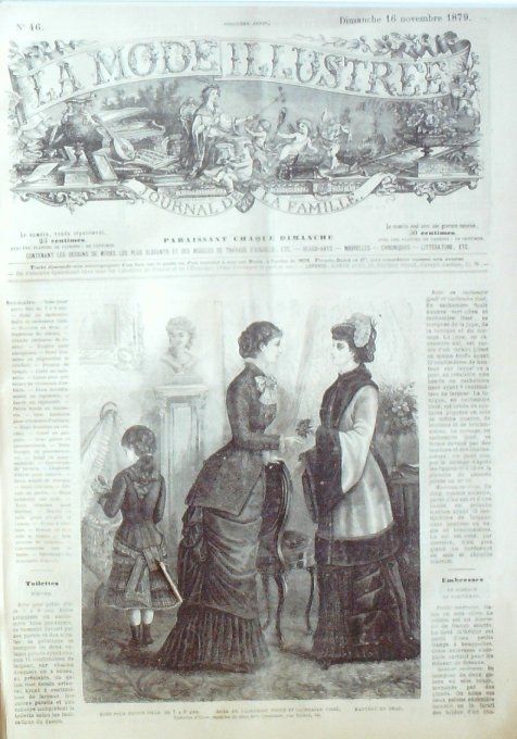 Journal Mode illustrée 1879 # 46 Robe fille Manteau en drap