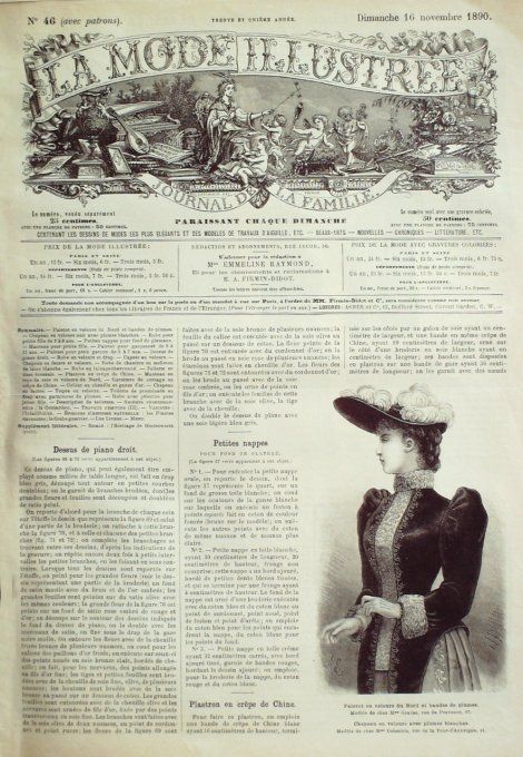 Journal Mode illustrée 1890 # 46 Paletot en velours