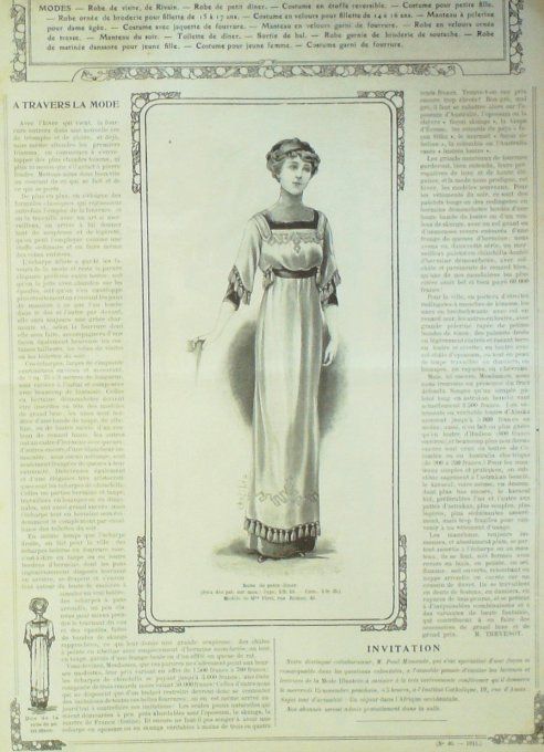 Journal Mode illustrée 1911 # 46 Costumes passementerie