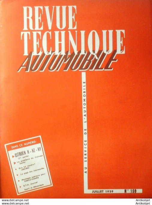 Revue Technique Automobile Citroën Hy Hz Renault Floride Triumph Herald 159#1959