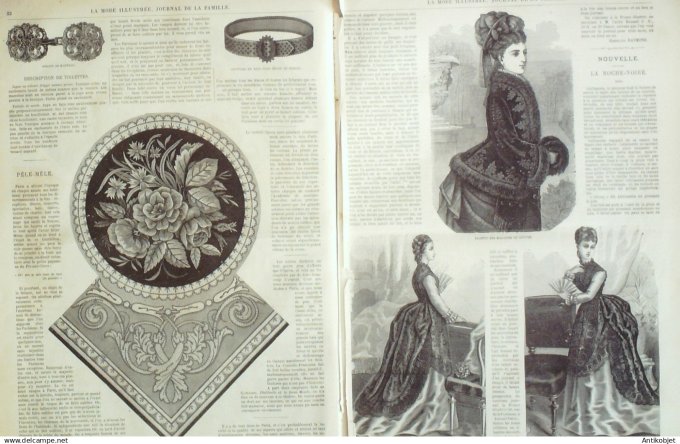 La Mode illustrée journal + gravure associée 1875 #  7