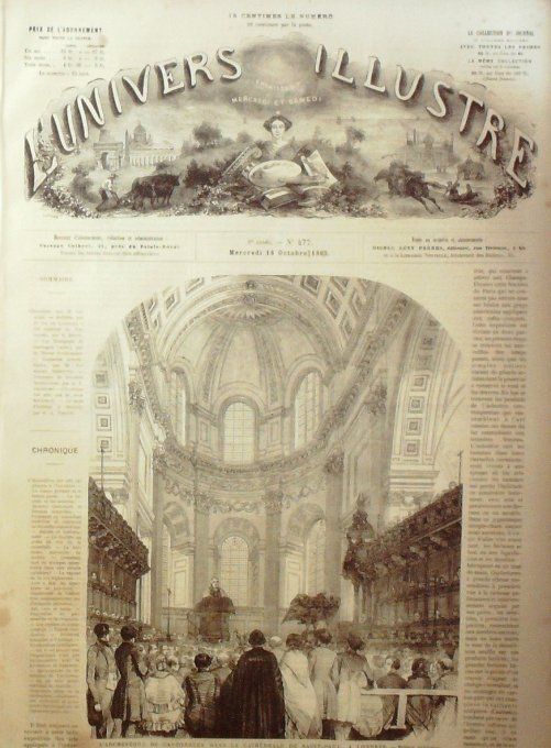 L'Univers illustré 1865 # 477 Londres St-Paul Milan Allemagne Munich dessins