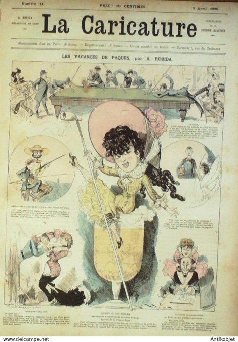 La Caricature 1880 n°  14 Vacances de Pâques Draner Robida Quidam Trick