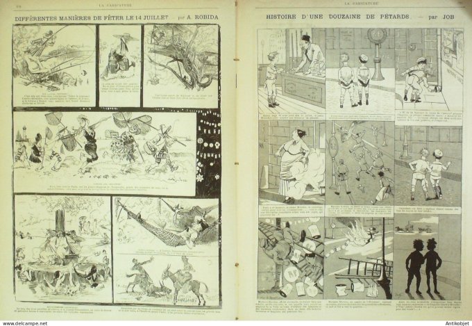 La Caricature 1885 n°290 Fête Nationale Draner Sorel Job Pétards Job Robida trock