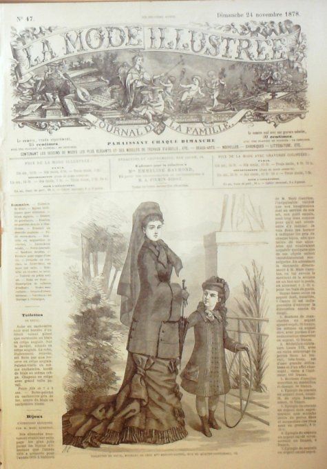 Journal Mode illustrée 1878 # 47 Toilettes de deuil