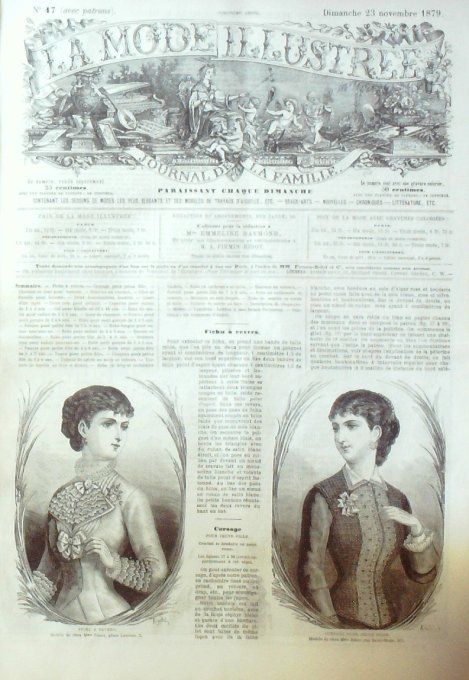 Journal Mode illustrée 1879 # 47 Fichu à revers & corsage