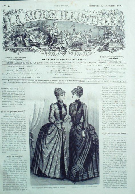 Journal Mode illustrée 1885 # 47 Robes en guipure & sanglier