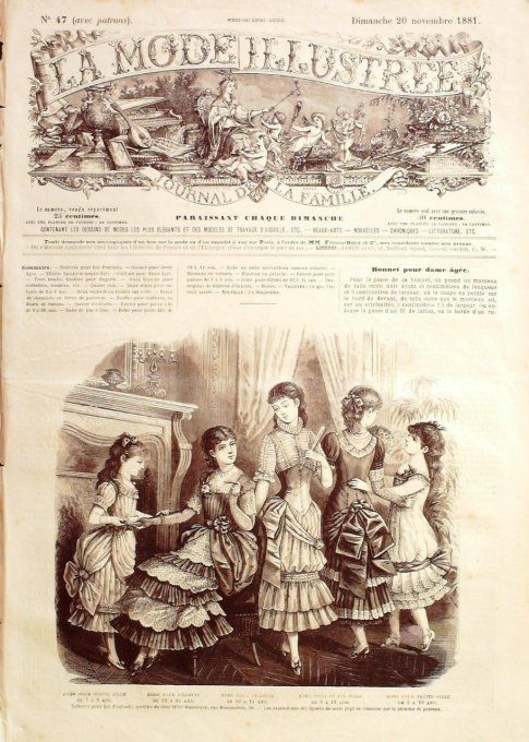 Journal Mode illustrée 1881 # 47 Robes fillettes