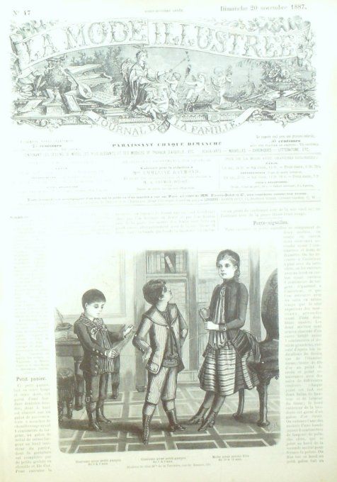 Journal Mode illustrée 1887 # 47 Costumes garçon robe fillette