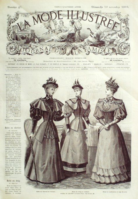 Journal Mode illustrée 1893 # 47 Robes en cheviot & cachemire