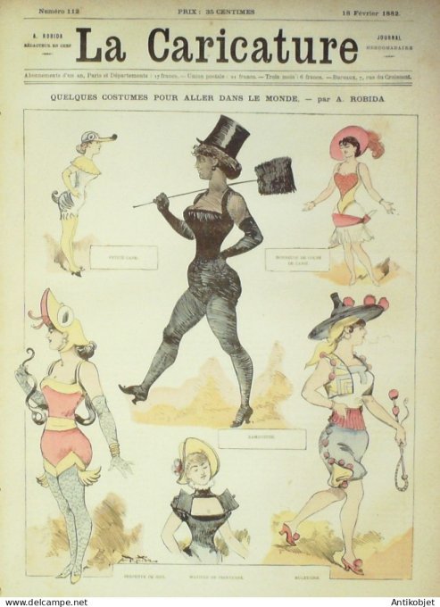 La Caricature 1882 n°112 Costumes du Monde Robida jours gras Draner la Guinée Gino