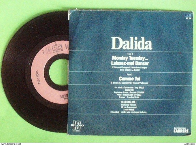 Dalida 45T SP Monday Tuesday 1979