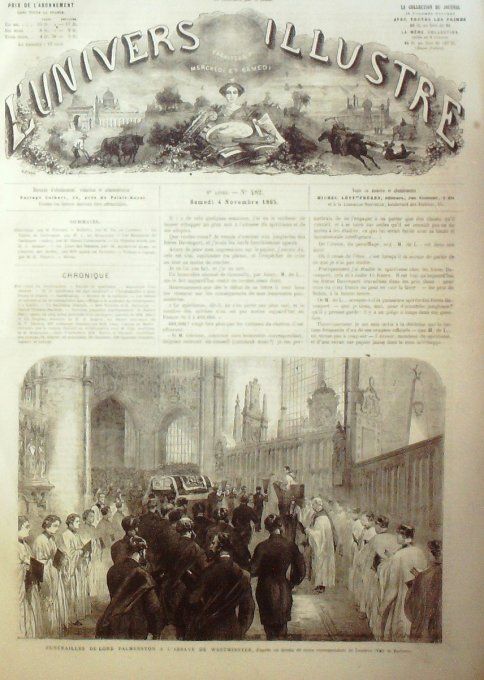 L'Univers illustré 1865 # 482 Westminster Lord Palmerston Thibet Djelem Raraula Skardo  Kartsabrusha