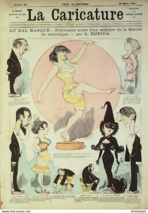 La Caricature 1881 n°  65 Bal masqué Robida Draner