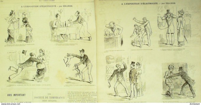 La Caricature 1881 n°  99 Code sentimental Robida Loys Expo d'électricité Draner