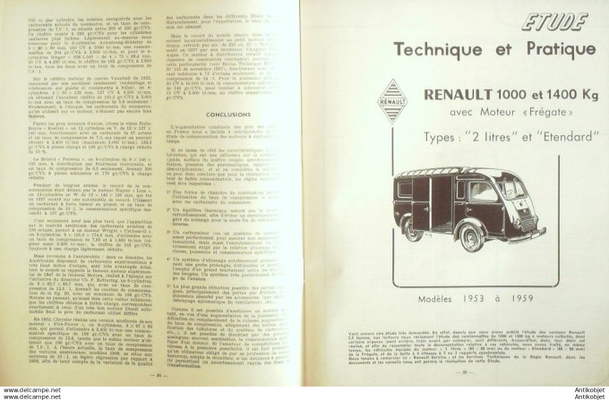 Revue Technique Automobile Renault 1000-1400 Fiat 1800 Vauxhall Victor 157#1959