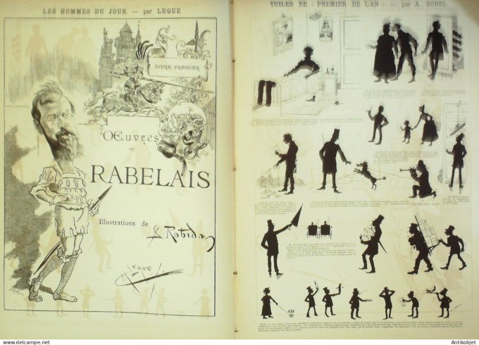 La Caricature 1887 n°367 Rabelais Robida Sorel Caran d'Ache