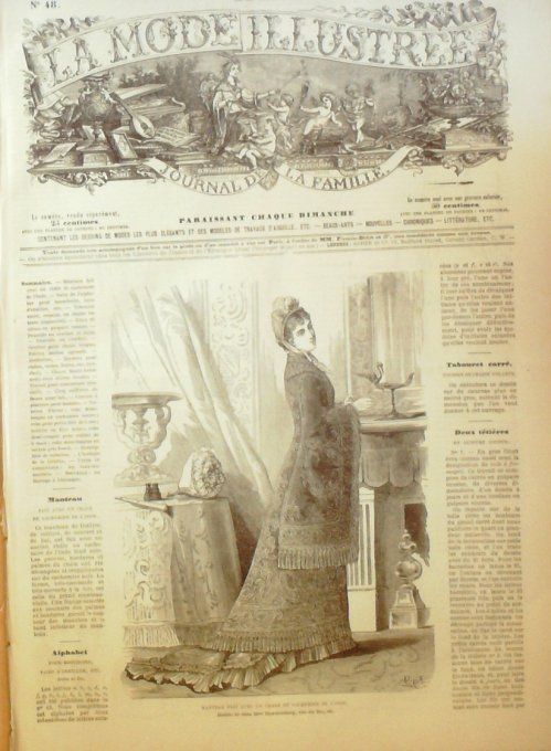 Journal Mode illustrée 1878 # 48 Manteau en chale de cachemire