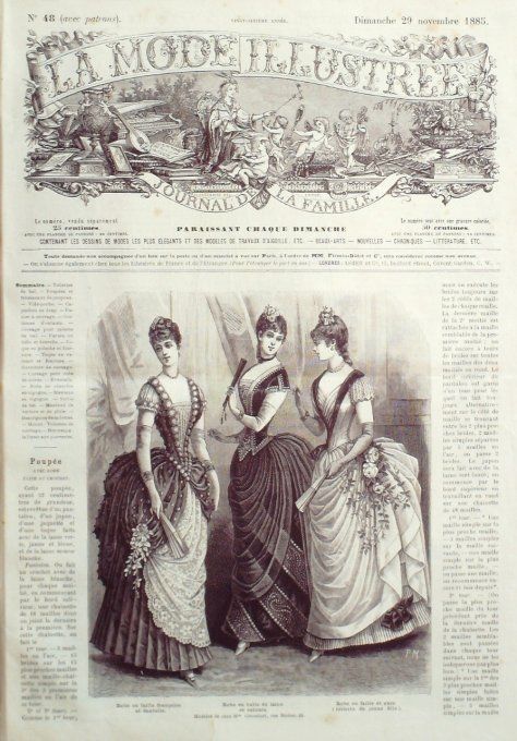 Journal Mode illustrée 1885 # 46 Robes en faille et soie chinée